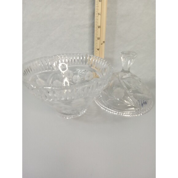 Crystal Covered Compote Bowl Candy Dish Floral - Picture 7 of 7